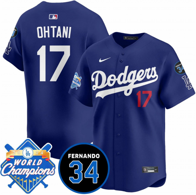Women's Los Angeles Dodgers ACTIVE PLAYER Custom Royal 2024 World Champions & Fernando Memorial Patch Vapor Premier Limited Stitched Baseball Jersey(Run Small)